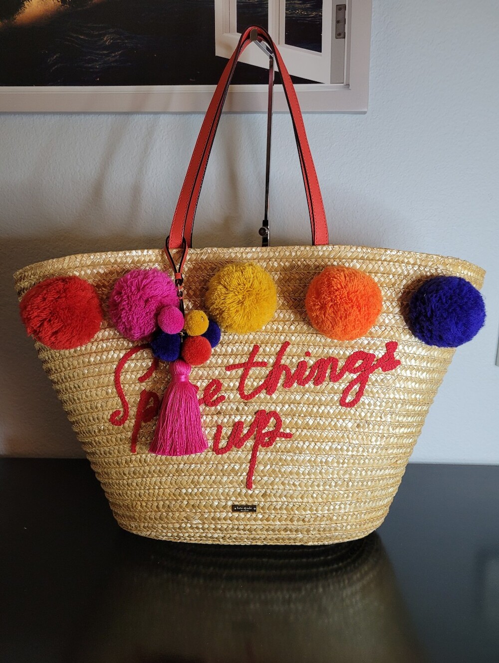 Kate spade lewis way large pom marketa tote bag - Picture 1 of 13